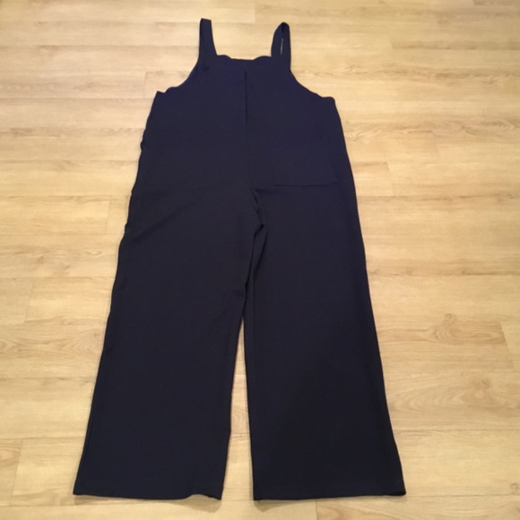 Women’s Wide Leg Loose Fit Ribbed Knit Overalls Jumpsuit - Picture 5 of 5